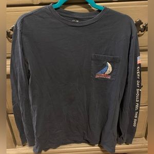 Navy Blue Vineyard Vines Long Sleeve Pocket Tee Size Small